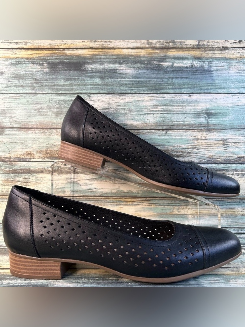Clarks Womens Juliet Cedar Loafers Sz 11 Narrow Black Leather Comfort Dress Shoe